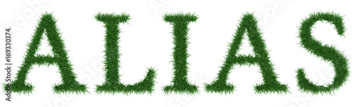 Alias - 3D rendering fresh Grass letters isolated on whhite background.