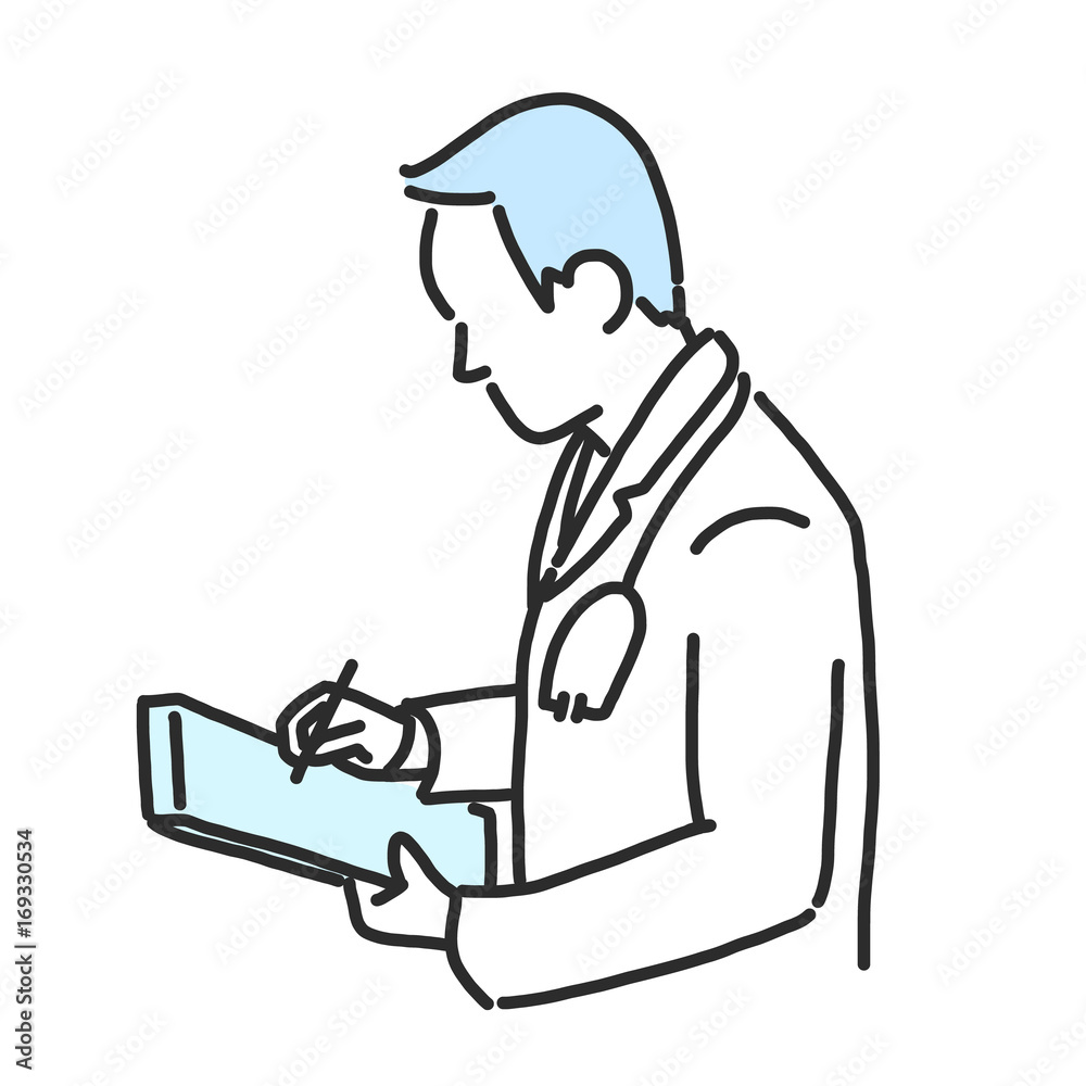 Doctor. line drawing and hand drawn. vector illustration.