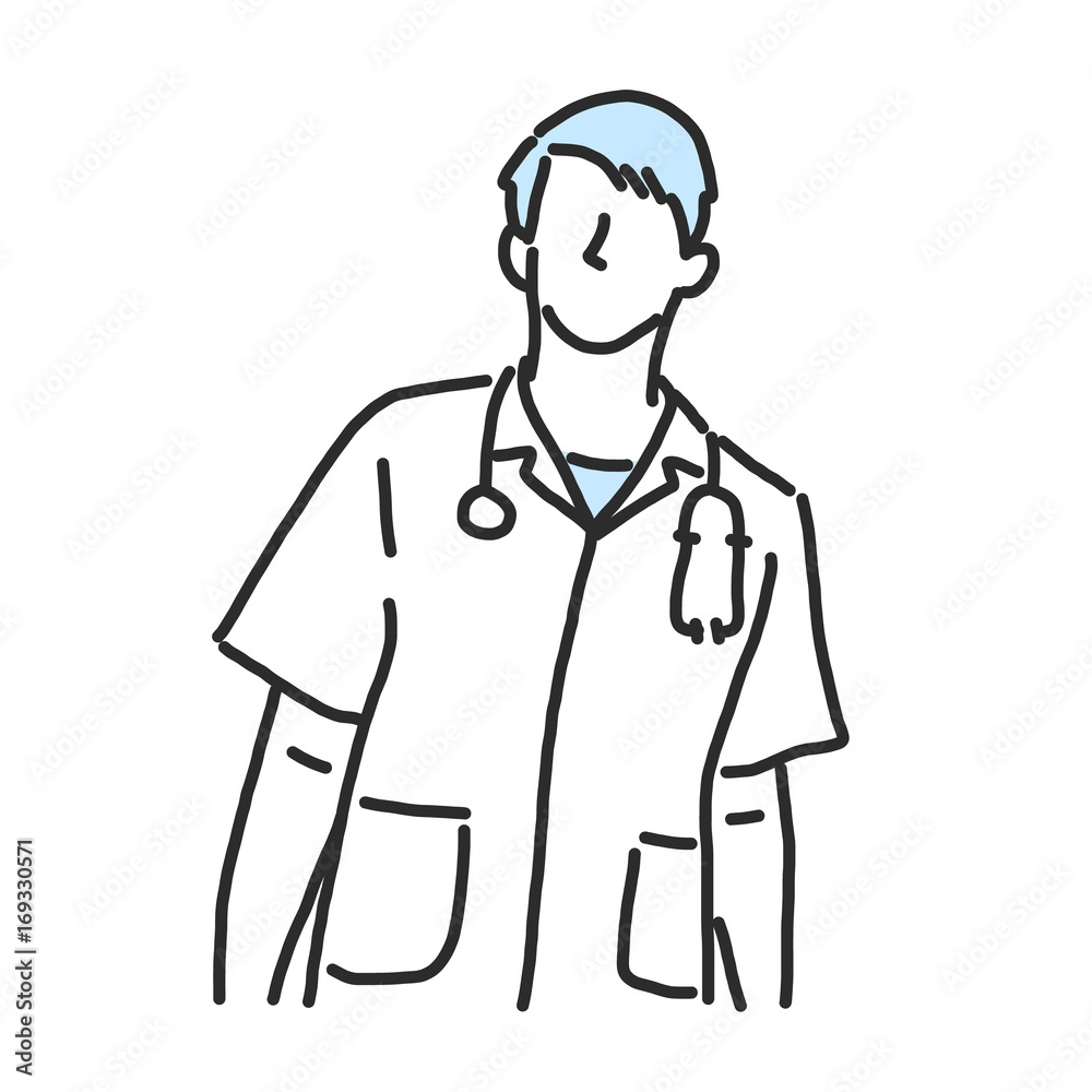 Doctor. line drawing and hand drawn. vector illustration.