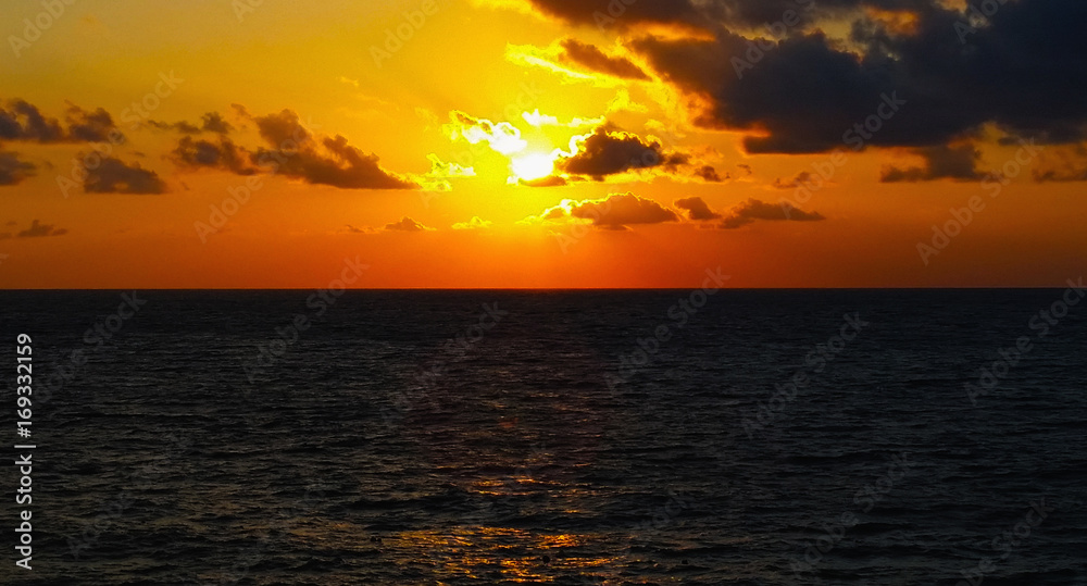 Evening sunset on sea