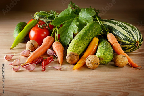 Fotografie Vegetables on table.