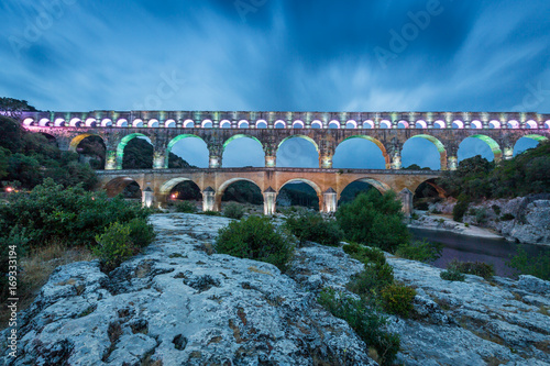 Famous roman bridge Pont du Gard near Avignon city, Provence, France