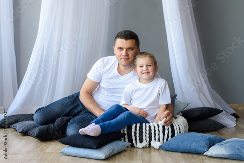happy family. father and daughter having fun