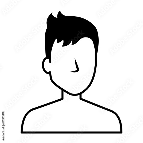 young man shirtless avatar character vector illustration design