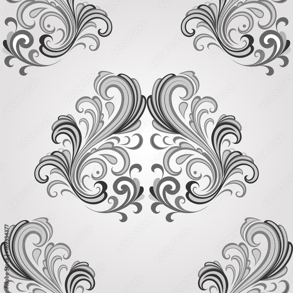 Seamless vintage floral pattern in baroque style. Element for design. Vector illustration.