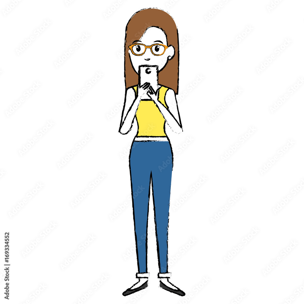 beautiful businesswoman with smartphone avatar vector illustration design beautiful businesswoman with smartphone avatar vector illustration design