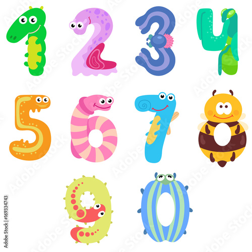 Numbers like insects / There are ten numbers like different insects, worms, and beetles
