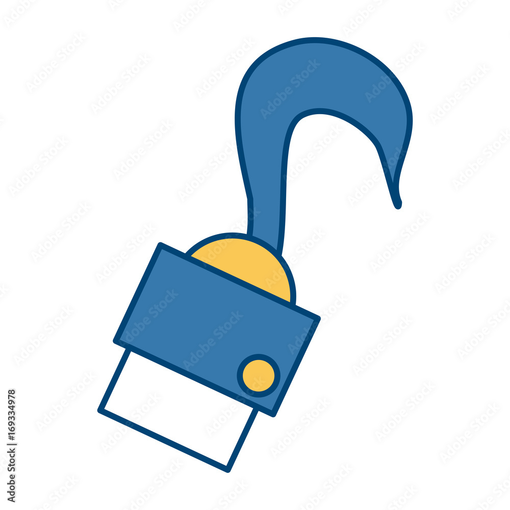 pirate hook hand metal object image vector illustration Stock