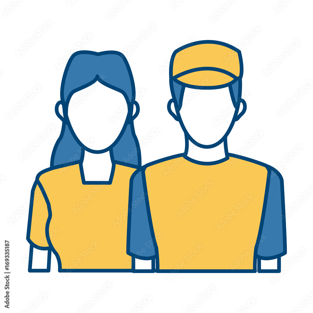 delivery man and woman portrait people worker vector illustration delivery man and woman portrait people worker vector illustration