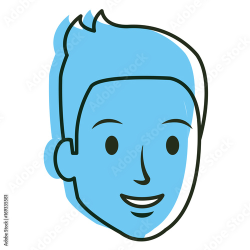 young man head avatar character vector illustration design
