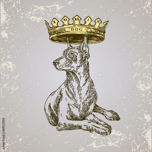 Chinese horoscope. Dog. Sketch tattoo. Vector illustration.