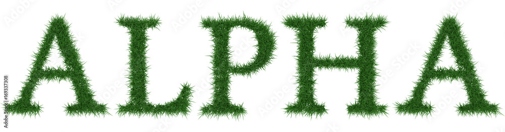 Alpha - 3D rendering fresh Grass letters isolated on whhite background. Alpha - 3D rendering fresh Grass letters isolated on whhite background.