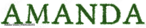 Amanda - 3D rendering fresh Grass letters isolated on whhite background. photo