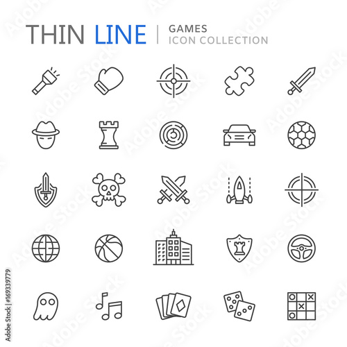 Video game genres thin ine icons