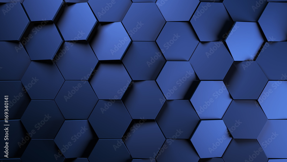 blue Metal futuristic hexagons background.3d render illustration blue Metal futuristic hexagons background.3d render illustration