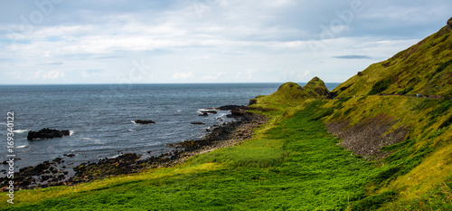 Giant's Causeway Landscape with a blue sky in summer, Co. Antrim, Northern Ireland in 