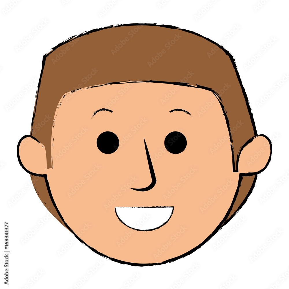 young man head avatar character vector illustration design