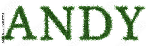 Tableau sur toile Andy - 3D rendering fresh Grass letters isolated on whhite background