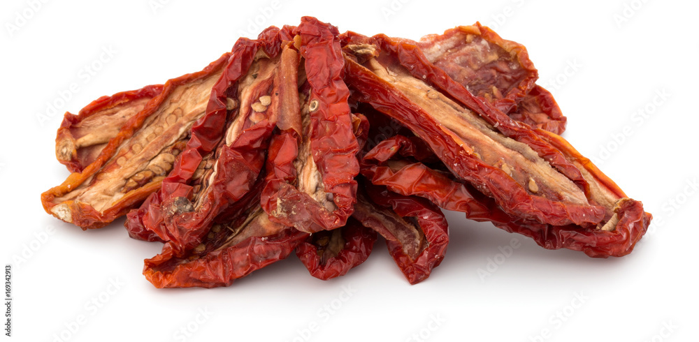 Dried tomatoes isolated on white background cutout Dried tomatoes isolated on white background cutout