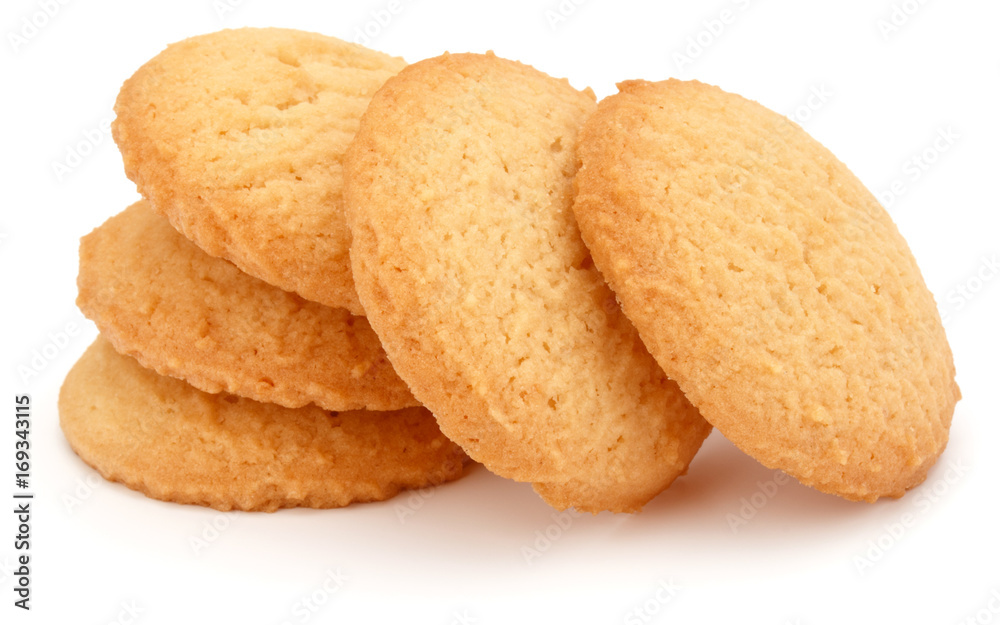 stacked short pastry cookies isolated on white background