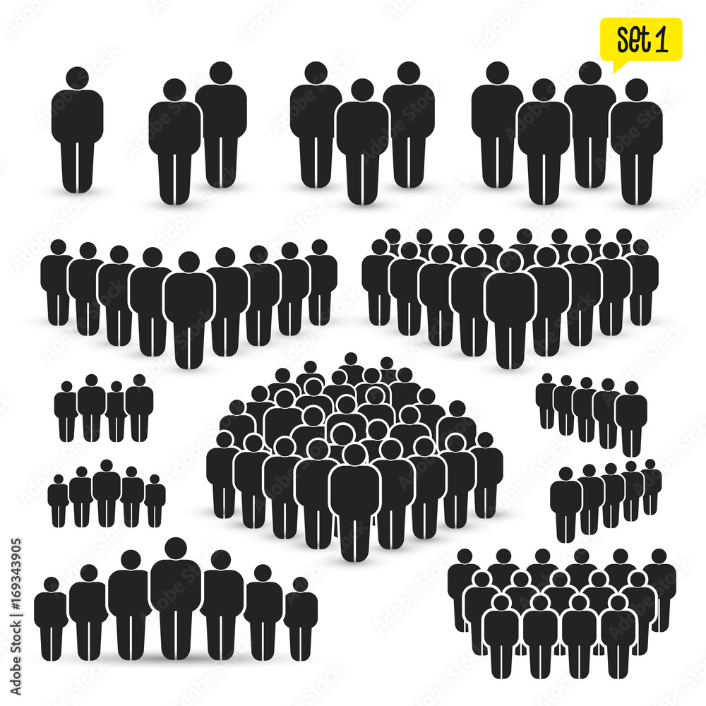 People Icon set in trendy flat style. Persons symbol for your