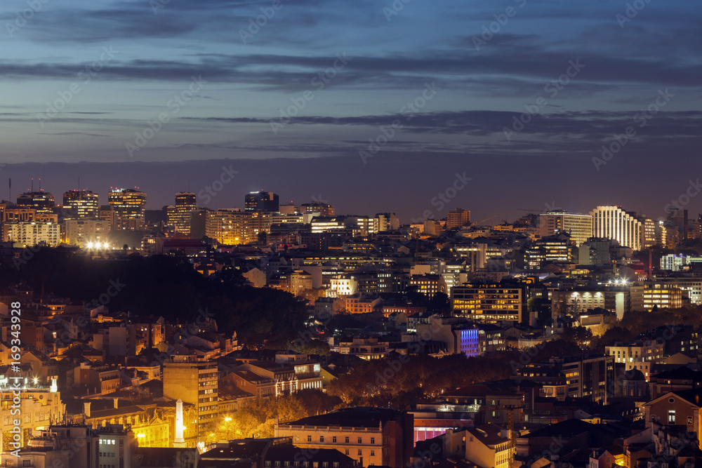 Panorama of Lisbon at night