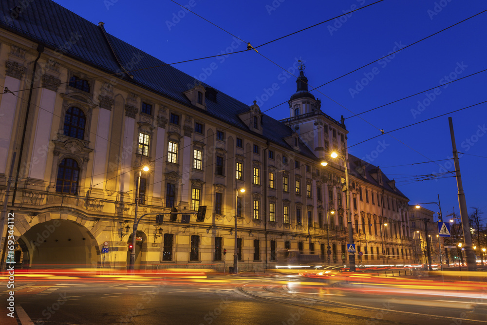University of Wrocław at night