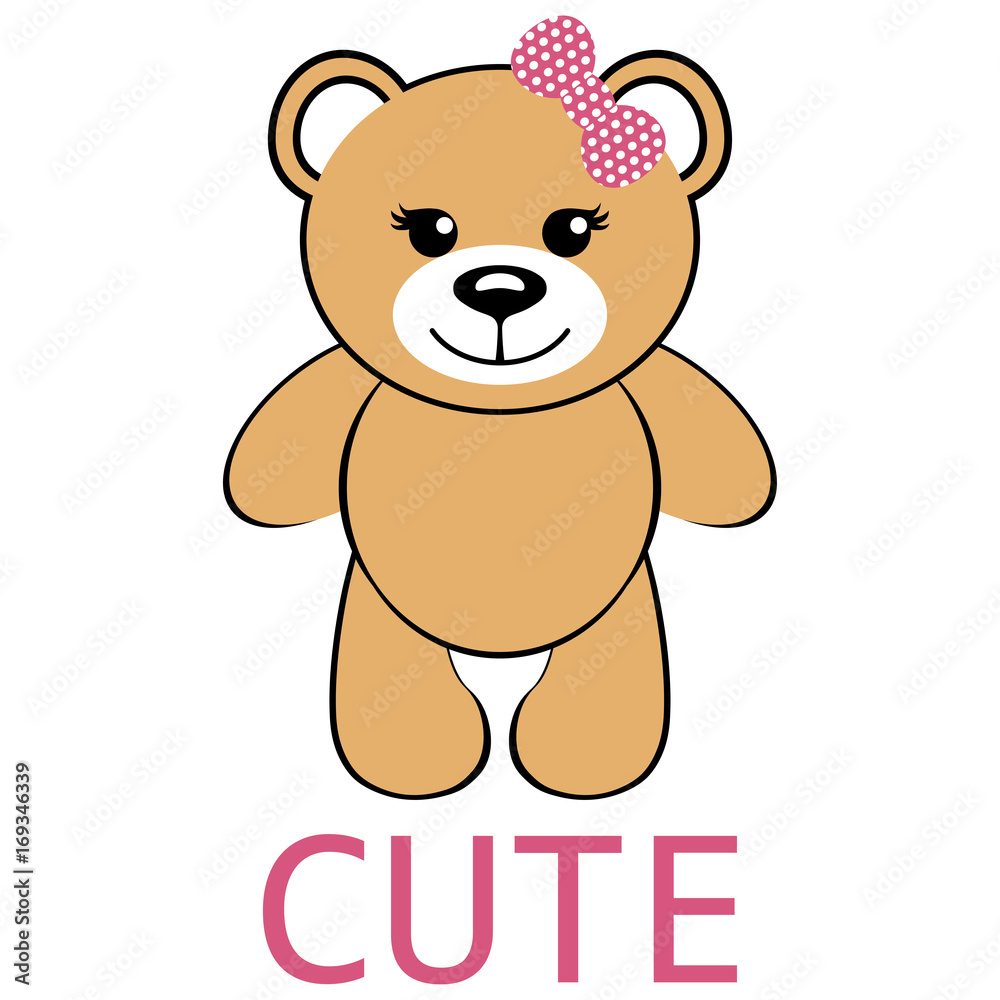 Toy bear girl with text CUTE Toy bear girl with text CUTE