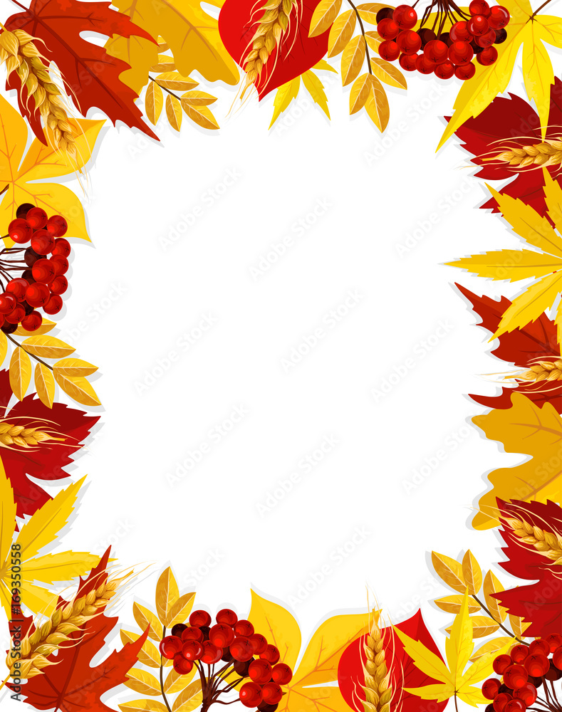 Autumn vector leaf foliage blank Fall frame poster Autumn vector leaf foliage blank Fall frame poster