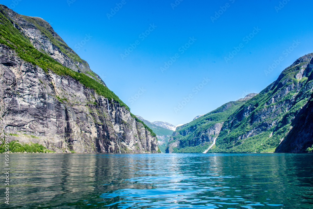 Fjord water and mountains