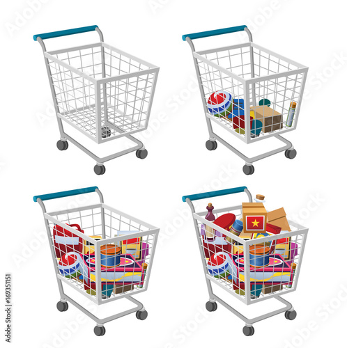 Shopping Cart Empty Full Stock Illustration | Adobe Stock