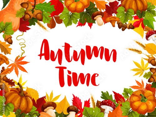 Autumn time poster for fall nature season template