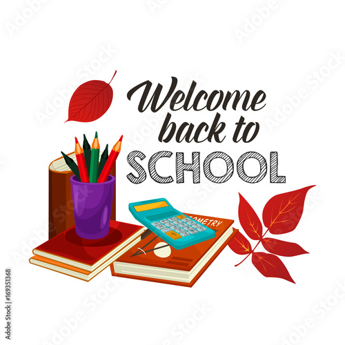 Back to School vector lesson stationery poster