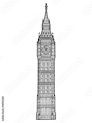 Big Ben Vector Illustration Hand Drawn Landmark Cartoon Art