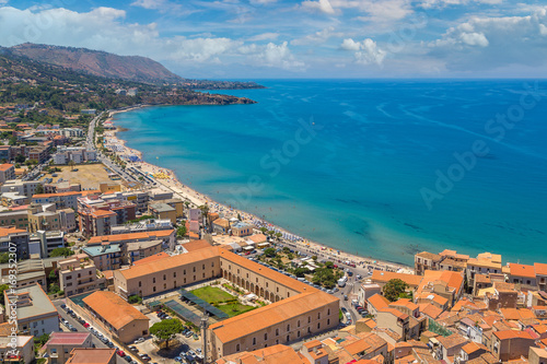 Aerial view of Cefalu in Sicily  Italy