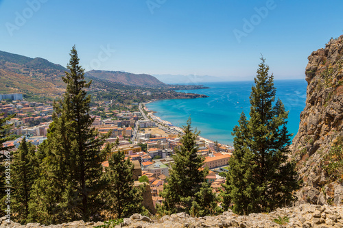 Aerial view of Cefalu in Sicily, Italy