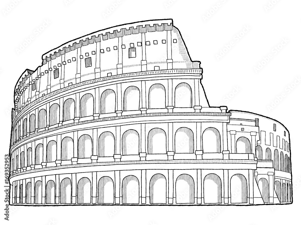 Colosseum Vector Illustration Hand Drawn Landmark Cartoon Art