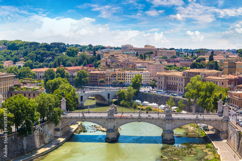 View above Rome and Tiber in Rome