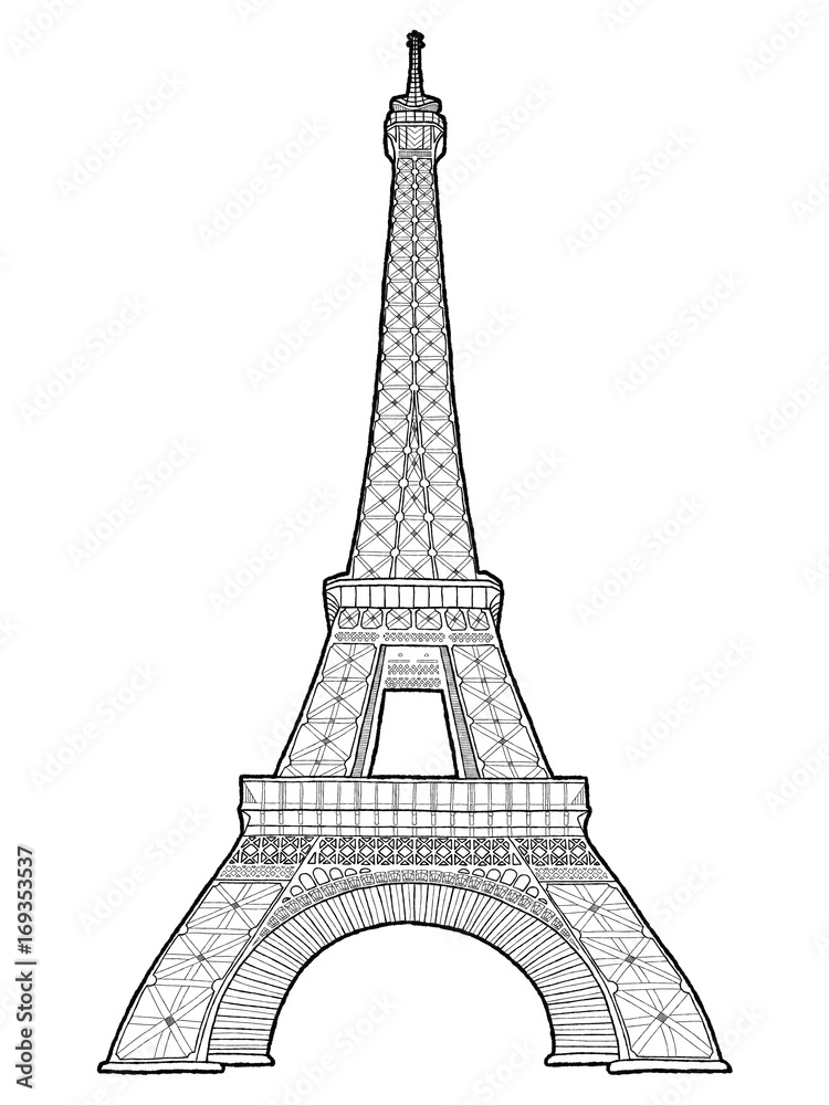 Eiffel Tower Vector Illustration Hand Drawn Cartoon Art Stock Vector |  Adobe Stock