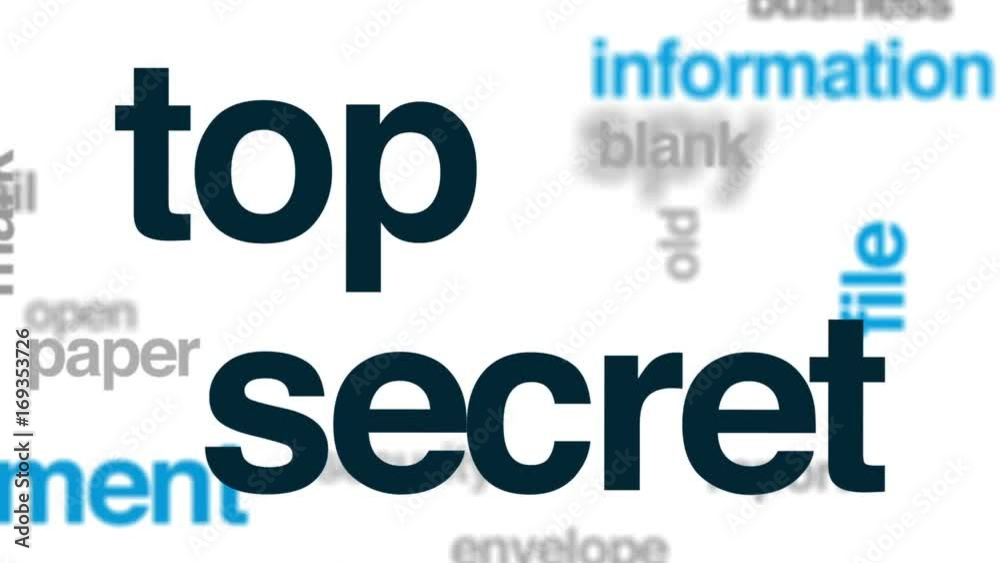 Top secret animated word cloud, text design animation. Top secret animated word cloud, text design animation.