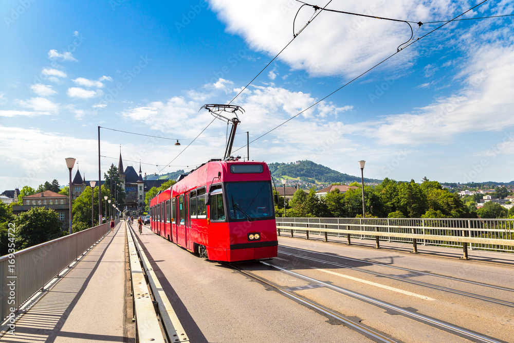 Naklejka premium Modern city tram in Bern