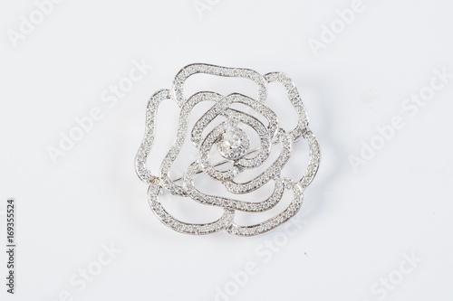 Billede på lærred flower broochs on white background