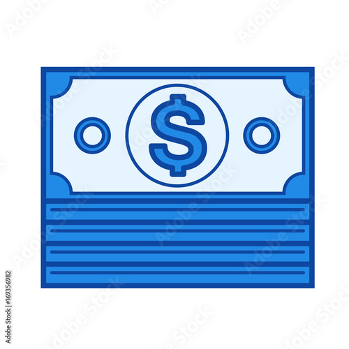 Cash vector line icon isolated on white background. Cash line icon for infographic, website or app. Blue icon designed on a grid system.