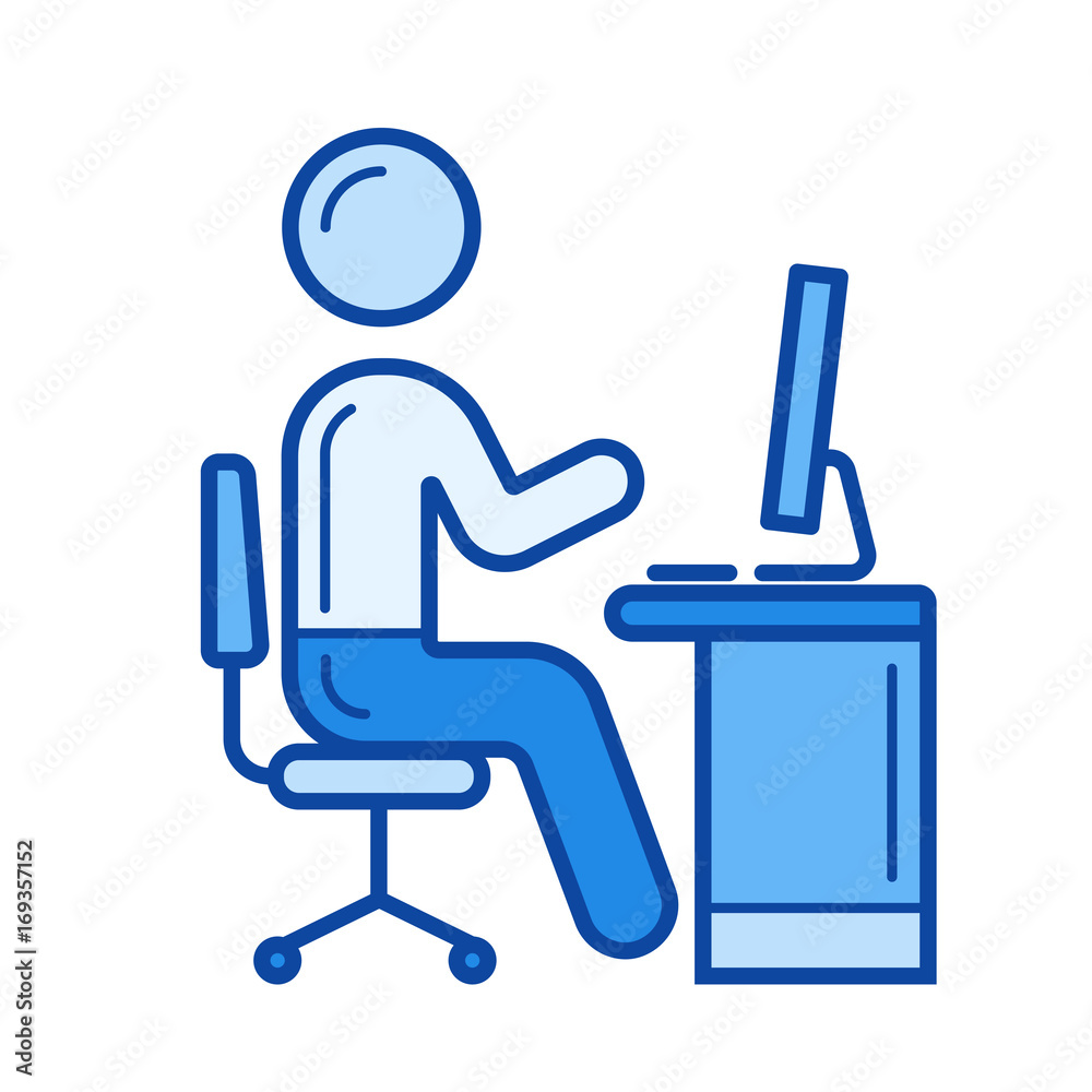 Office worker vector line icon isolated on white background. Office worker  line icon for infographic, website or app. Blue icon designed on a grid  system. Stock Vector | Adobe Stock