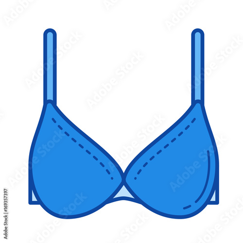 Bra vector line icon isolated on white background. Bra line icon for infographic, website or app. Blue icon designed on a grid system.