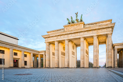 Brandenburg gate with sunrise Berlin city, Germany