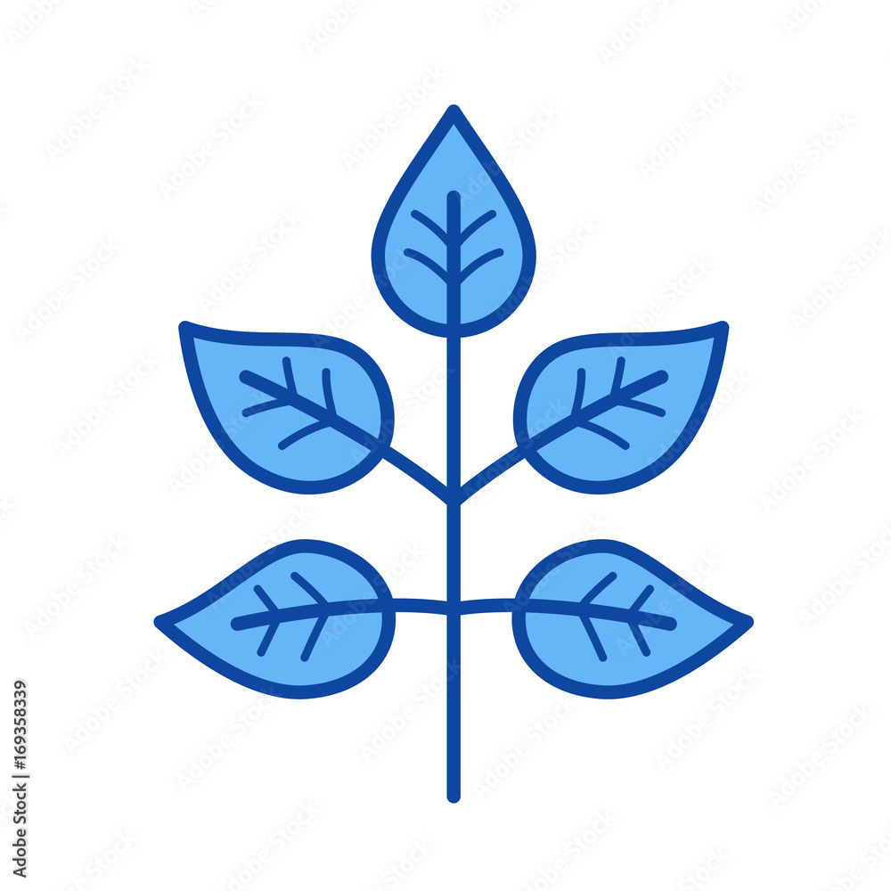 Plant growing vector line icon isolated on white background. Plant growing line icon for infographic, website or app. Blue icon designed on a grid system.