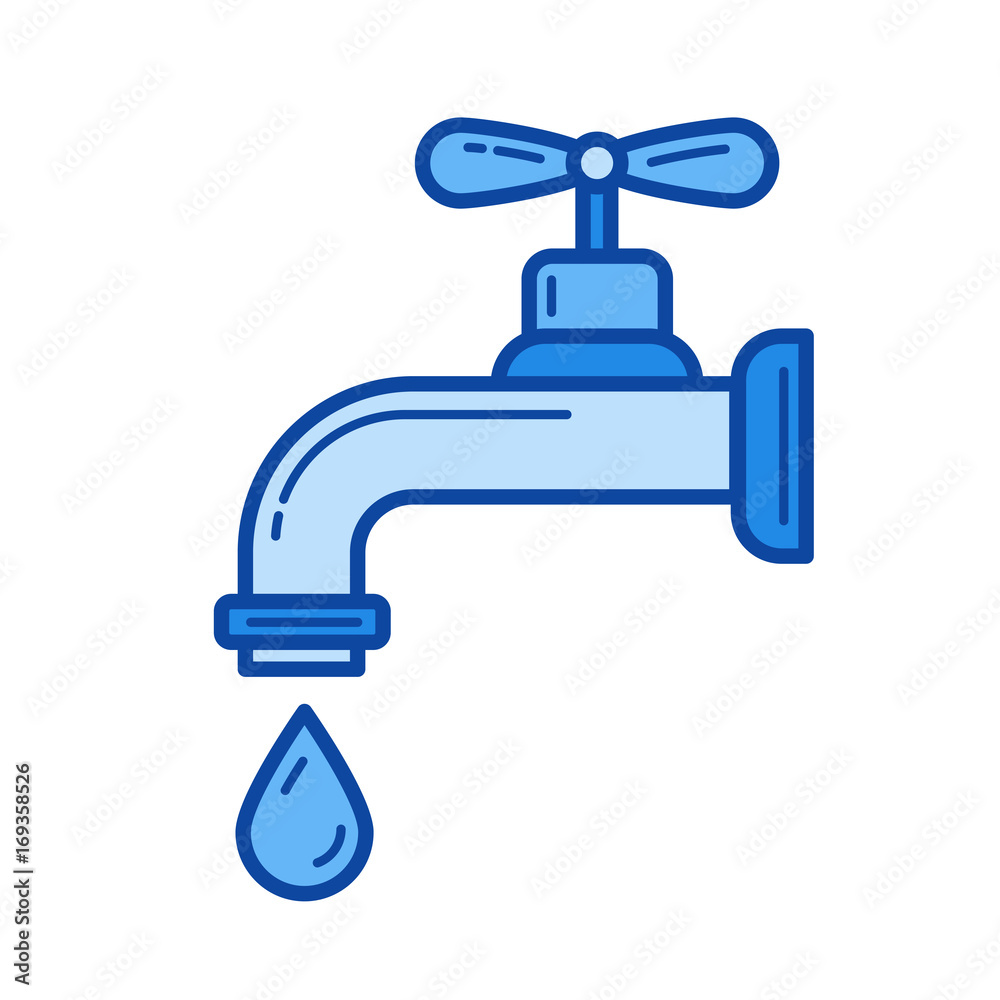 Water supply vector line icon isolated on white background. Water supply line icon for infographic, website or app. Blue icon designed on a grid system. Water supply vector line icon isolated on white background. Water supply line icon for infographic, website or app. Blue icon designed on a grid system.