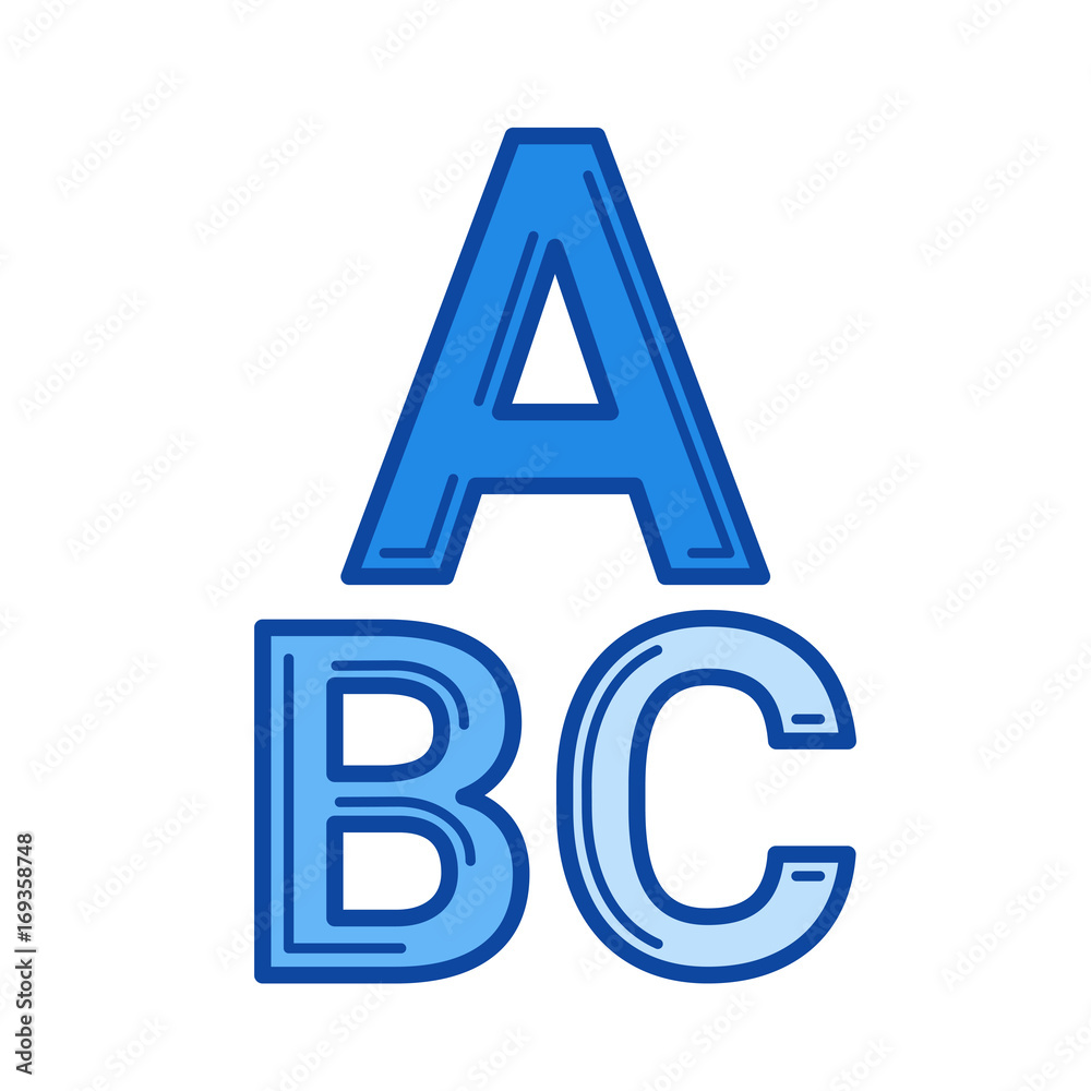 Alphabet vector line icon isolated on white background. Alphabet line icon for infographic, website or app. Blue icon designed on a grid system. Alphabet vector line icon isolated on white background. Alphabet line icon for infographic, website or app. Blue icon designed on a grid system.