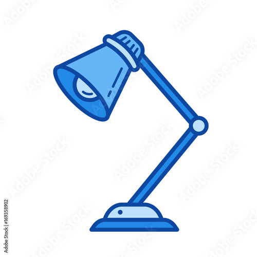 Table lamp vector line icon isolated on white background. Table lamp line icon for infographic, website or app. Blue icon designed on a grid system.